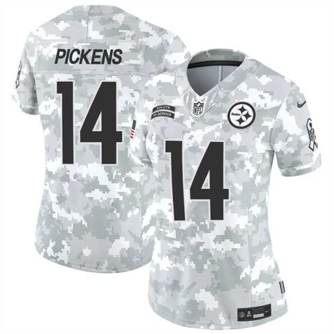 Womens Pittsburgh Steelers #14 George Pickens 2024 F.U.S.E Arctic Camo Salute To Service Limited Stitched Jersey Dzhi